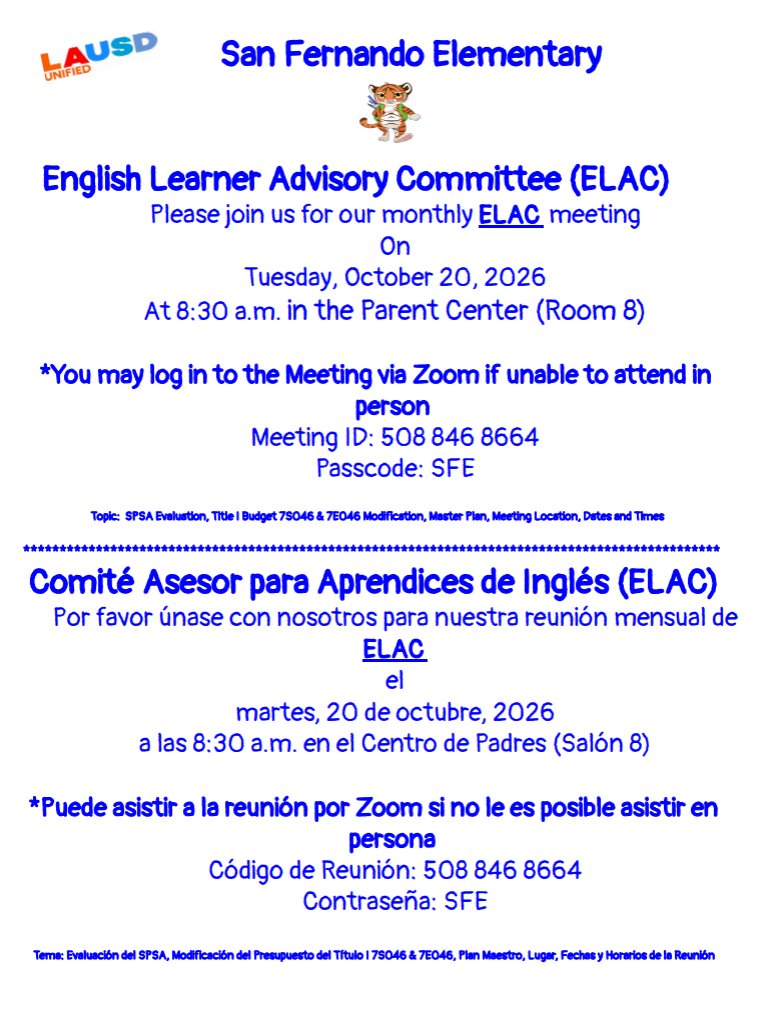 ELAC MEETING